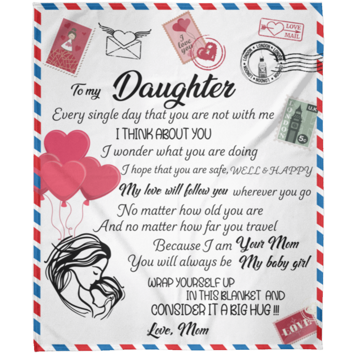 To My Daughter - I Think About You Blanket 50x60