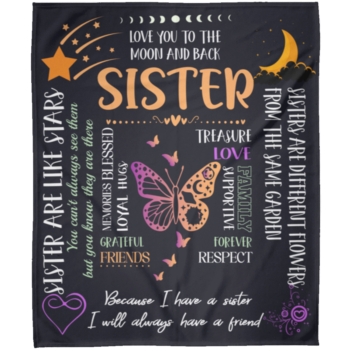 To My Sister - Love You to the Moon and Back Blanket 50x60