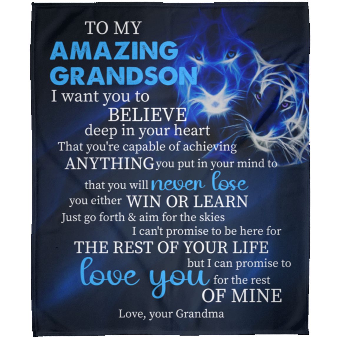 To Amazing Grandson - Love You Blanket 50x60