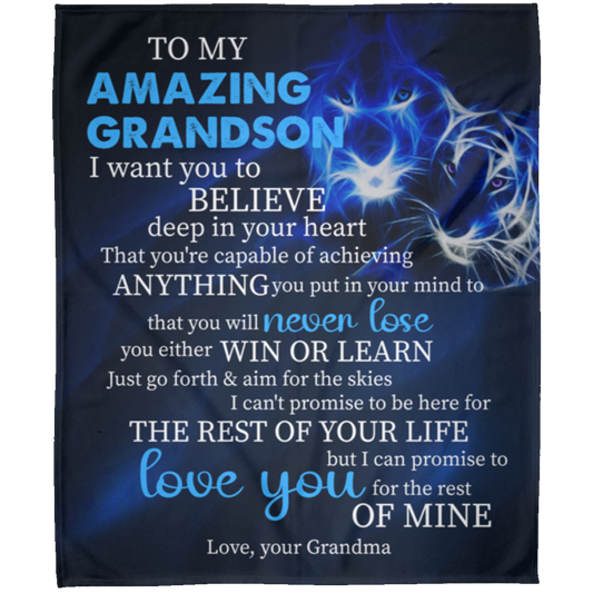 To Amazing Grandson - Love You Blanket 50x60