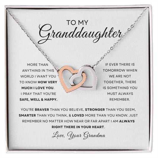 To My Precious Granddaughter/ Interlocking Hearts Necklace