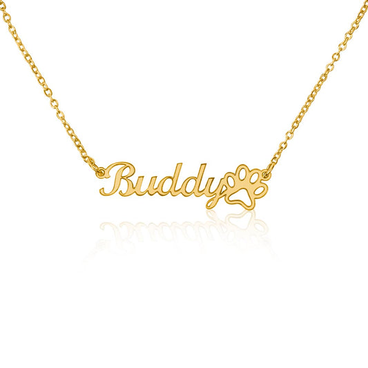 Perfect Gift for Her - Name Necklace + Paw Print